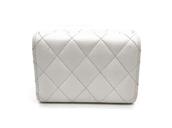 Chanel Matelassé Dreifach-Brieftasche Weiß - Ansicht 2