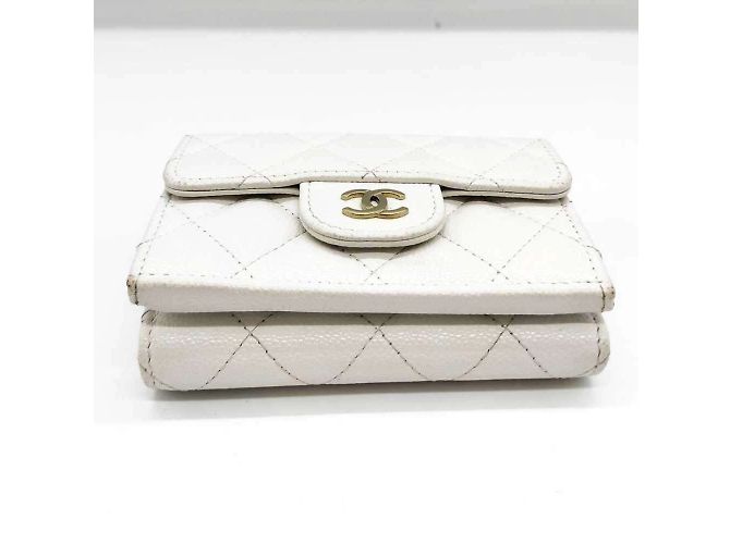 Chanel Matelassé Dreifach-Brieftasche Weiß - Ansicht 4