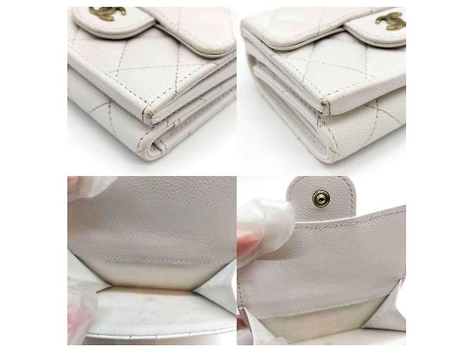 Chanel Matelassé Dreifach-Brieftasche Weiß - Ansicht 5