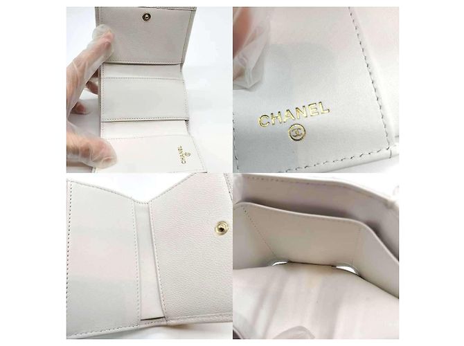 Chanel Matelassé Dreifach-Brieftasche Weiß - Ansicht 6
