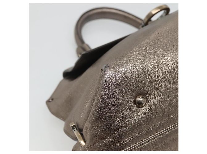 Borsa a mano in pelle Gancini Salvatore Ferragamo 2 vie tono oro Auth 121739 - vista 11
