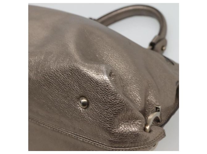 Borsa a mano in pelle Gancini Salvatore Ferragamo 2 vie tono oro Auth 121739 - vista 12