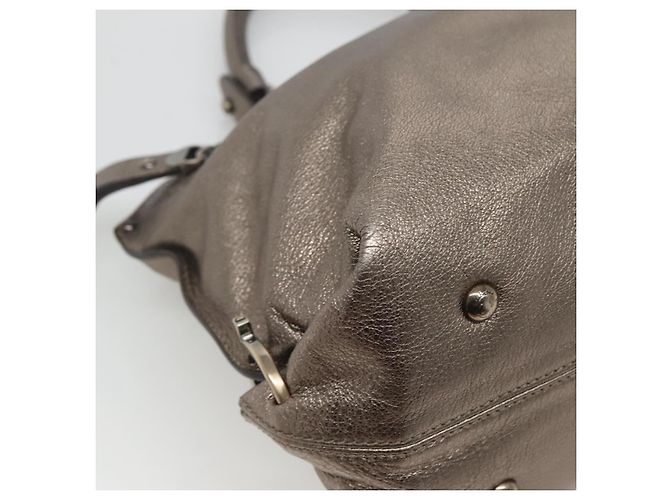 Borsa a mano in pelle Gancini Salvatore Ferragamo 2 vie tono oro Auth 121739 - vista 13