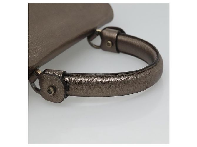 Borsa a mano in pelle Gancini Salvatore Ferragamo 2 vie tono oro Auth 121739 - vista 7