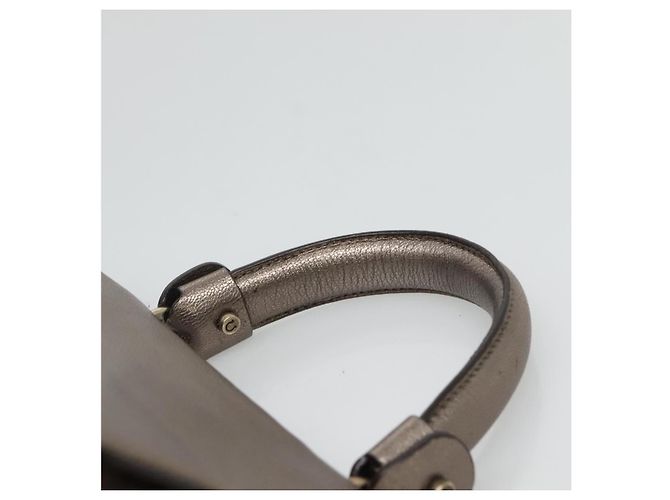 Borsa a mano in pelle Gancini Salvatore Ferragamo 2 vie tono oro Auth 121739 - vista 8