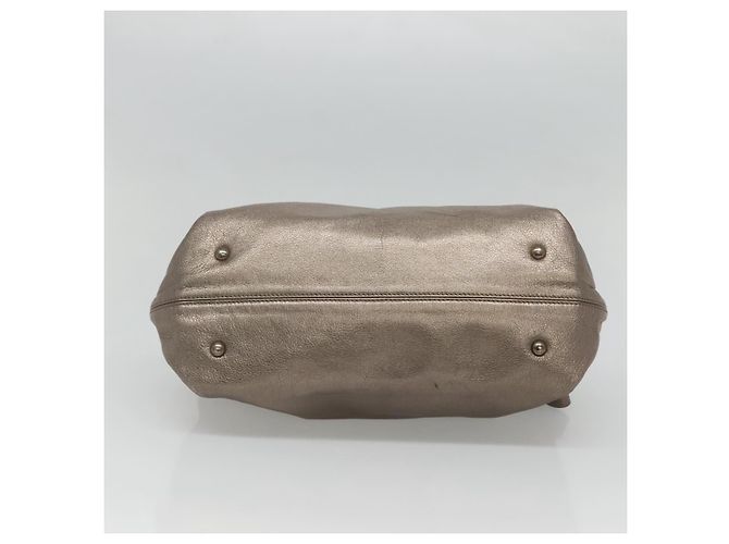 Borsa a mano in pelle Gancini Salvatore Ferragamo 2 vie tono oro Auth 121739 - vista 9
