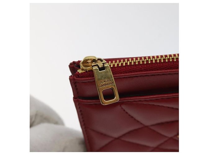 Dolce & Gabbana DOLCE&GABBANA Portafoglio in Pelle Rosso Auth ac3791 - vista 9