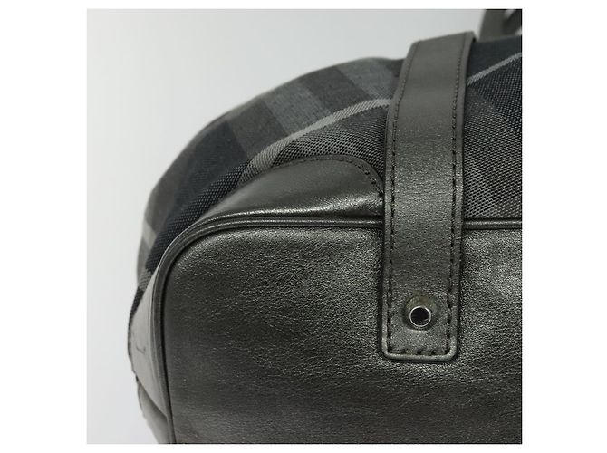 Burberry Borsa tote in tela nera e argento autentica am8188 Nero - vista 14