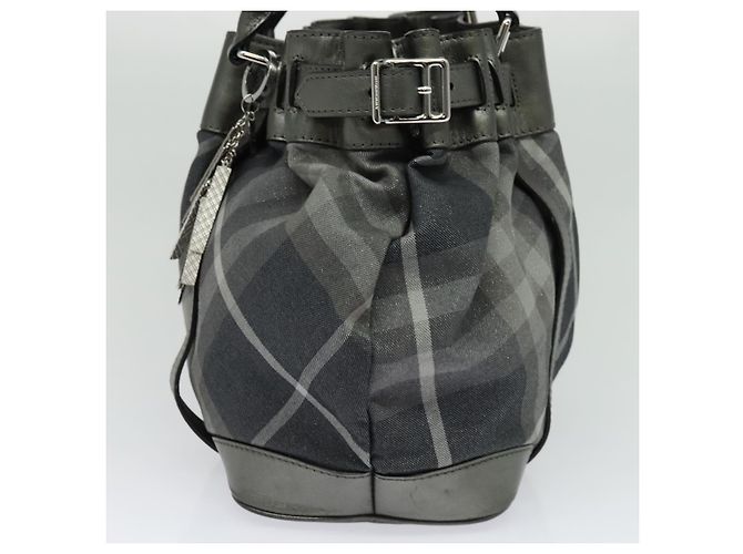 Burberry Borsa tote in tela nera e argento autentica am8188 Nero - vista 3