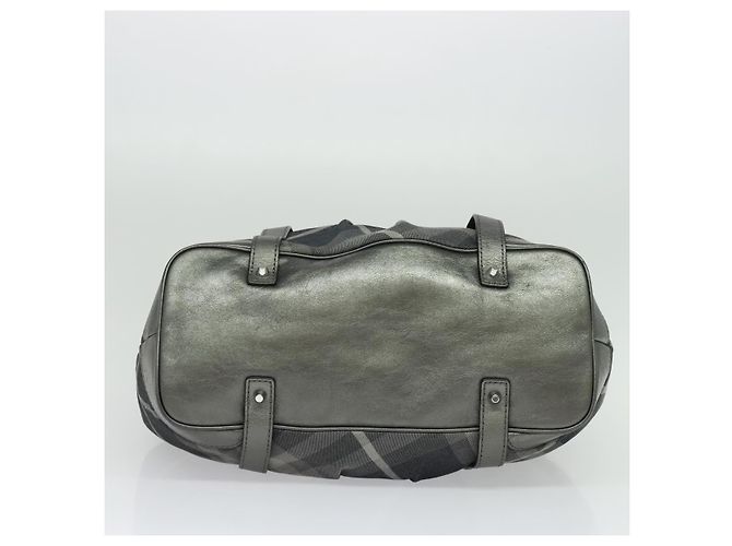 Burberry Borsa tote in tela nera e argento autentica am8188 Nero - vista 4