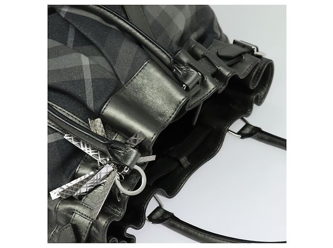 Burberry Borsa tote in tela nera e argento autentica am8188 Nero - vista 5