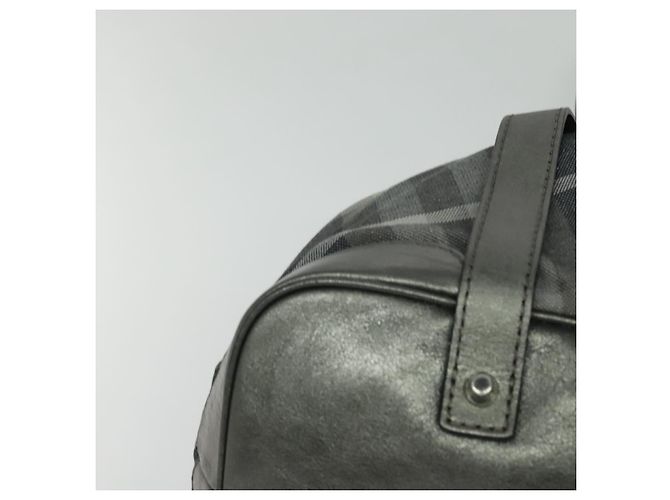 Burberry Borsa tote in tela nera e argento autentica am8188 Nero - vista 8