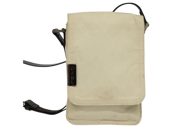 Bolsa de ombro FENDI em lona branca e prata autêntica bs24336 Branco - vista 13