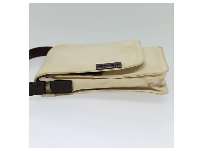 Bolsa de ombro FENDI em lona branca e prata autêntica bs24336 Branco - vista 3