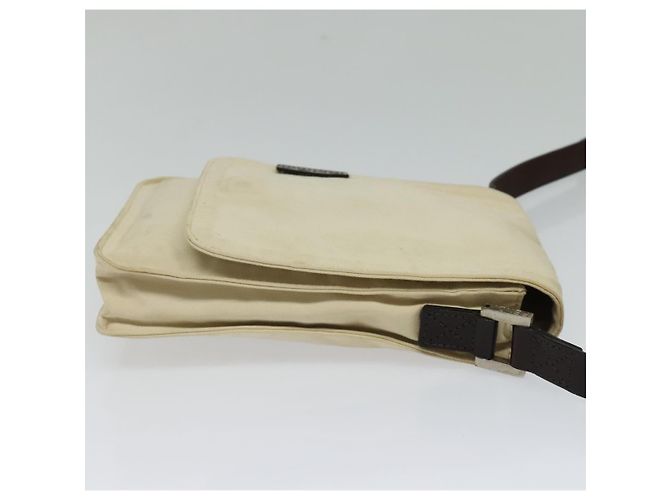 Bolsa de ombro FENDI em lona branca e prata autêntica bs24336 Branco - vista 4