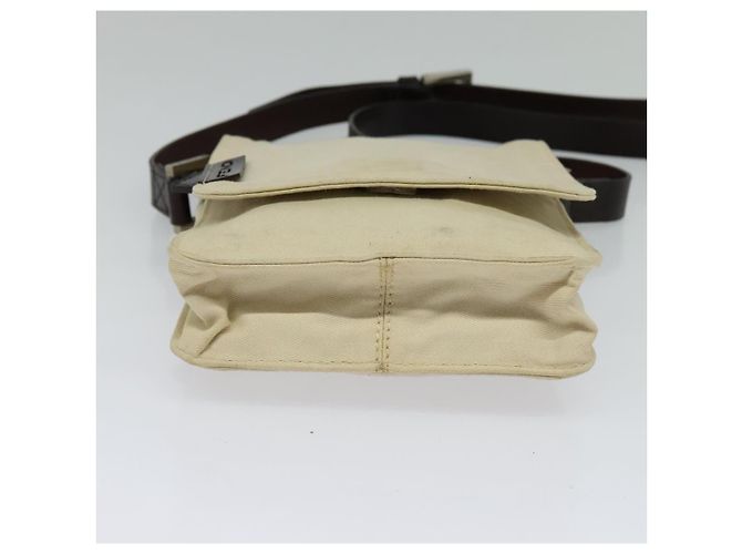 Bolsa de ombro FENDI em lona branca e prata autêntica bs24336 Branco - vista 5