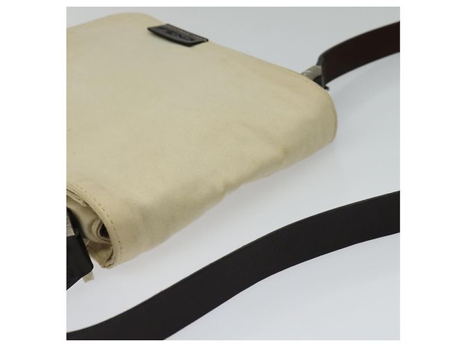 Bolsa de ombro FENDI em lona branca e prata autêntica bs24336 Branco - vista 6
