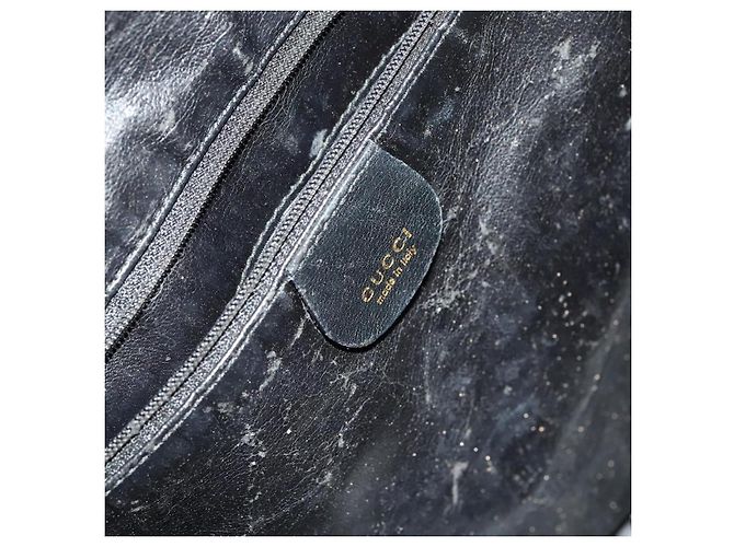 Borsa a mano in pelle GUCCI Bamboo 2 vie nera oro 001 1781 1577 Auth ac3788 Nero D'oro - vista 14