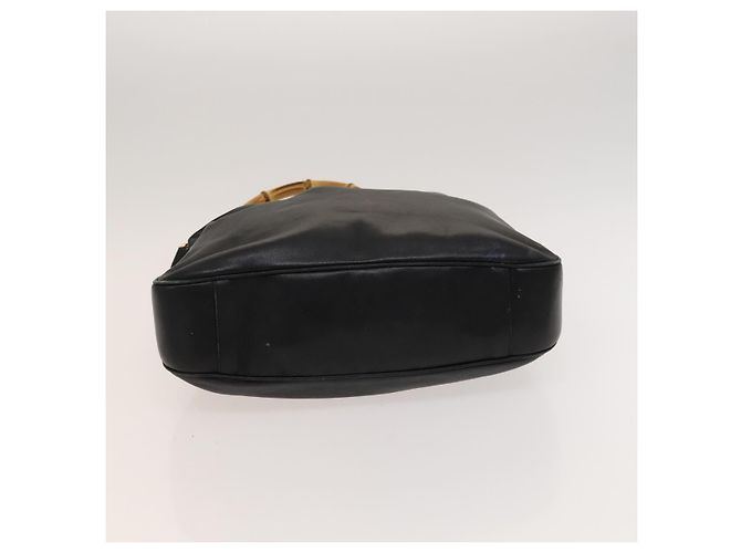 Borsa a mano in pelle GUCCI Bamboo 2 vie nera oro 001 1781 1577 Auth ac3788 Nero D'oro - vista 9