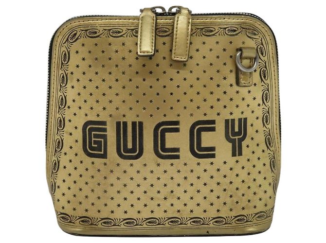 Bolsa de ombro em couro GUCCI SEGA Colaboração Ouro 511189 Auth bs24808 Dourado - vista 2