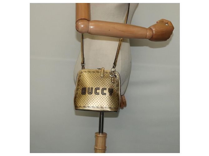 Bolsa de ombro em couro GUCCI SEGA Colaboração Ouro 511189 Auth bs24808 Dourado - vista 20