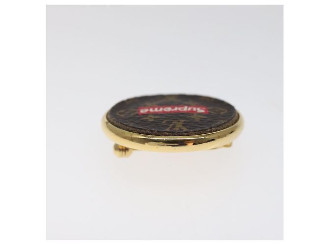 LOUIS VUITTON Spilla in metallo Supreme dorata MP2076 LV Auth bs24973A D'oro Monogramma - vista 3