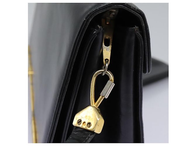 Borsa a spalla Christian Dior in pelle di vitello nera Auth 119992 Nero - vista 16