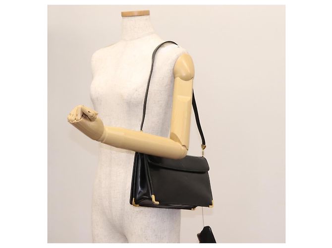Borsa a spalla Christian Dior in pelle di vitello nera Auth 119992 Nero - vista 32