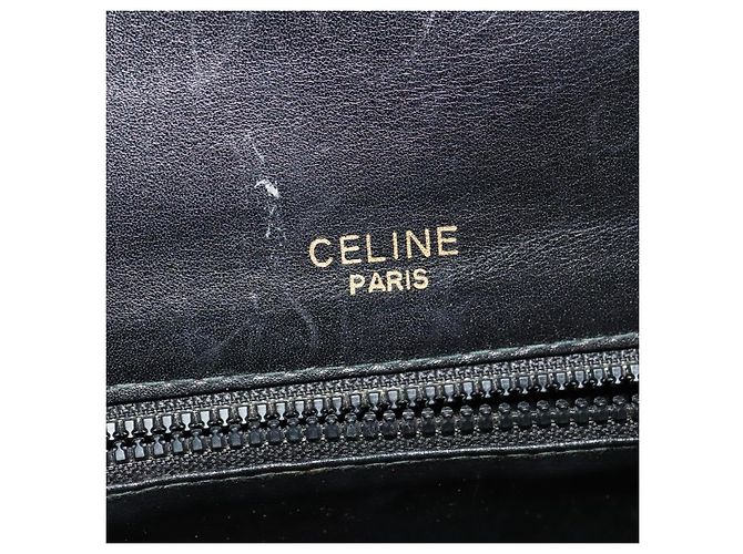 Céline Borsa a Spalla CELINE in Pelle Nera Oro Auth bs24994 Nero D'oro - vista 18