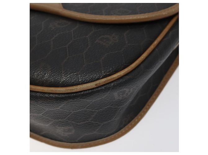 Borsa a spalla in tela a nido d'ape Christian Dior PVC nera e dorata Auth 119149 - vista 10