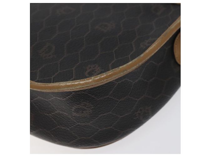 Borsa a spalla in tela a nido d'ape Christian Dior PVC nera e dorata Auth 119149 - vista 12