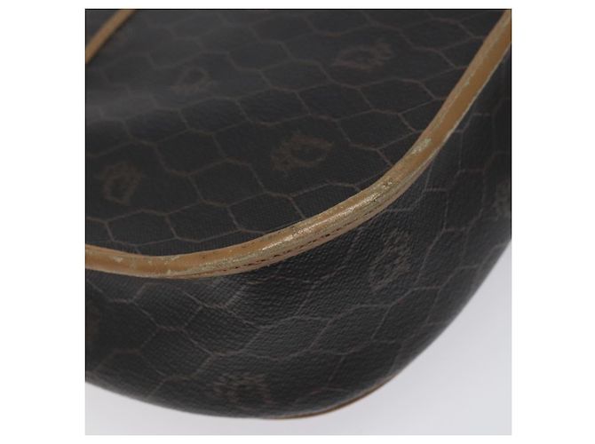 Borsa a spalla in tela a nido d'ape Christian Dior PVC nera e dorata Auth 119149 - vista 13