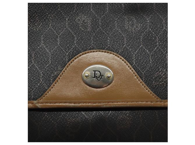 Borsa a spalla in tela a nido d'ape Christian Dior PVC nera e dorata Auth 119149 - vista 14