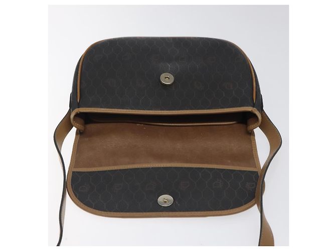 Borsa a spalla in tela a nido d'ape Christian Dior PVC nera e dorata Auth 119149 - vista 15