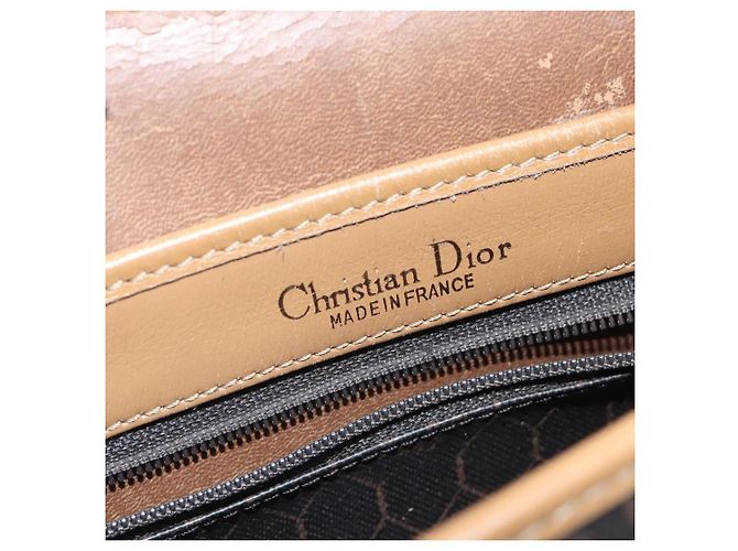 Borsa a spalla in tela a nido d'ape Christian Dior PVC nera e dorata Auth 119149 - vista 16