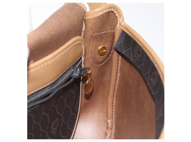 Borsa a spalla in tela a nido d'ape Christian Dior PVC nera e dorata Auth 119149 - vista 18