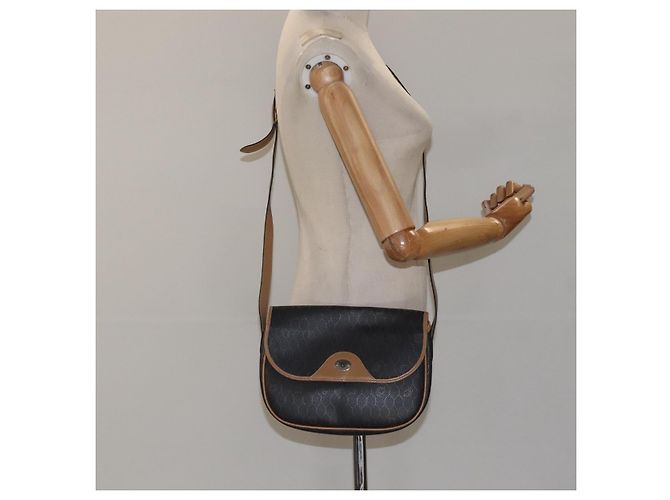 Borsa a spalla in tela a nido d'ape Christian Dior PVC nera e dorata Auth 119149 - vista 21