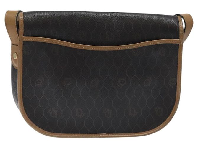 Borsa a spalla in tela a nido d'ape Christian Dior PVC nera e dorata Auth 119149 - vista 3