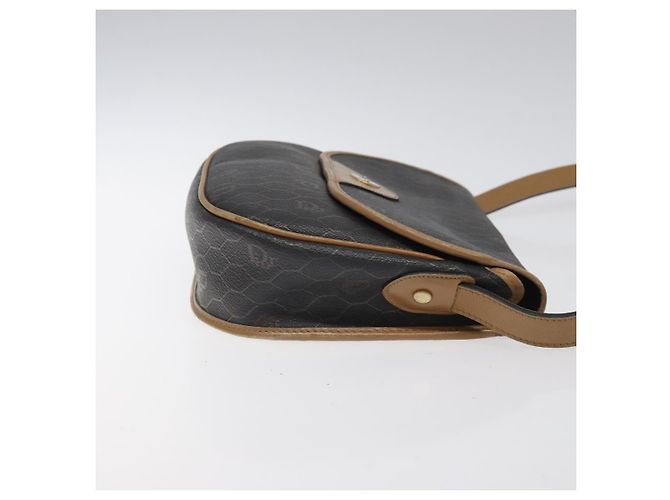 Borsa a spalla in tela a nido d'ape Christian Dior PVC nera e dorata Auth 119149 - vista 4