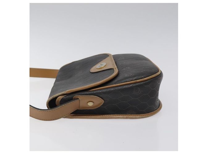 Borsa a spalla in tela a nido d'ape Christian Dior PVC nera e dorata Auth 119149 - vista 5