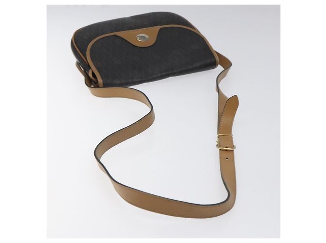 Borsa a spalla in tela a nido d'ape Christian Dior PVC nera e dorata Auth 119149 - vista 7