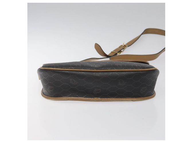 Borsa a spalla in tela a nido d'ape Christian Dior PVC nera e dorata Auth 119149 - vista 9