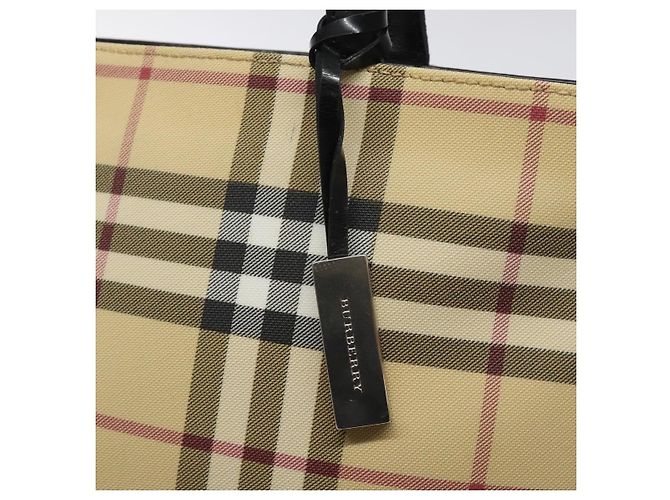 Bolso de mano de PVC beige con estampado Nova Check de BURBERRY Auth 120970 - vista 10