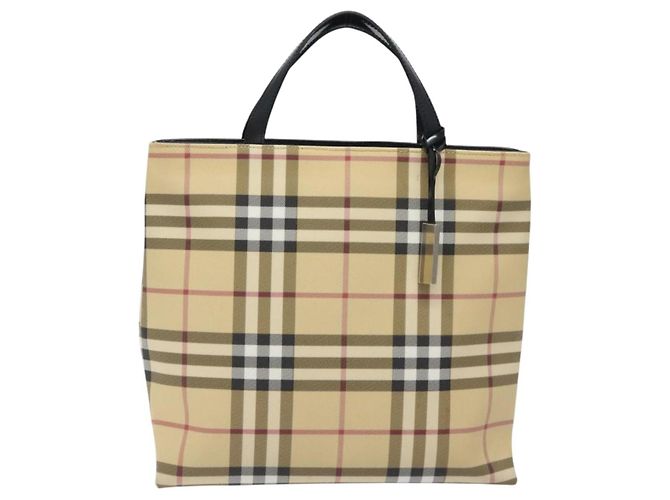 Bolso de mano de PVC beige con estampado Nova Check de BURBERRY Auth 120970 - vista 13