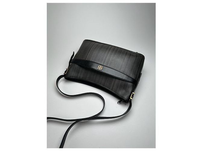 Vintage Givenchy Leder Tasche schwarz grau - Ansicht 12