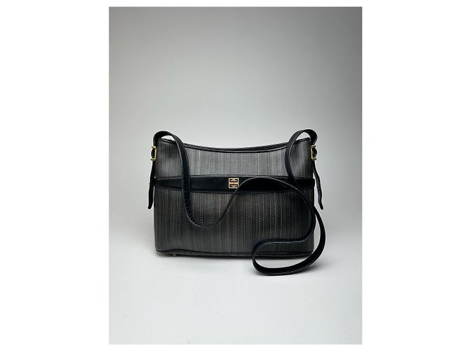 Vintage Givenchy Leder Tasche schwarz grau - Ansicht 15