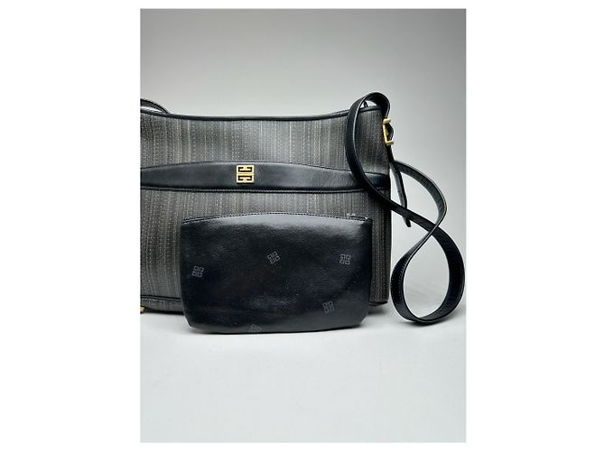 Vintage Givenchy Leder Tasche schwarz grau - Ansicht 2