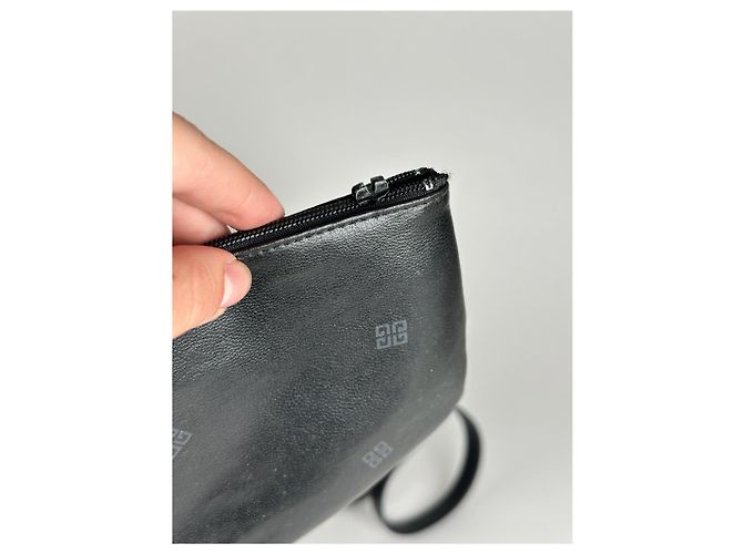 Vintage Givenchy Leder Tasche schwarz grau - Ansicht 4