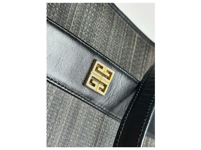 Vintage Givenchy Leder Tasche schwarz grau - Ansicht 8