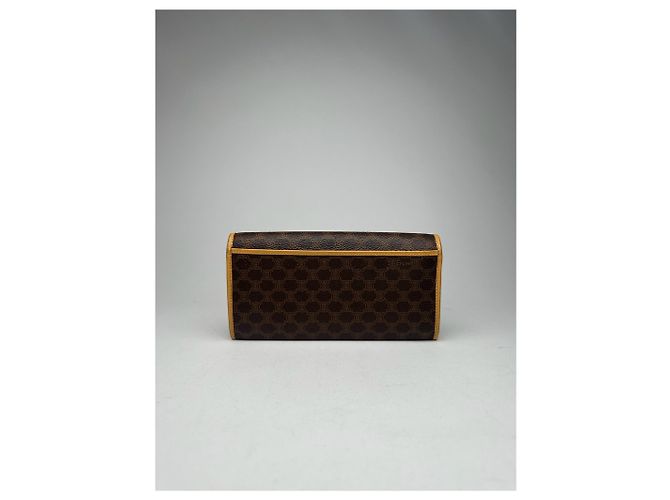 Triomphe Céline Vintage Celine Paris monogram Leather Wallet Brown - view 2